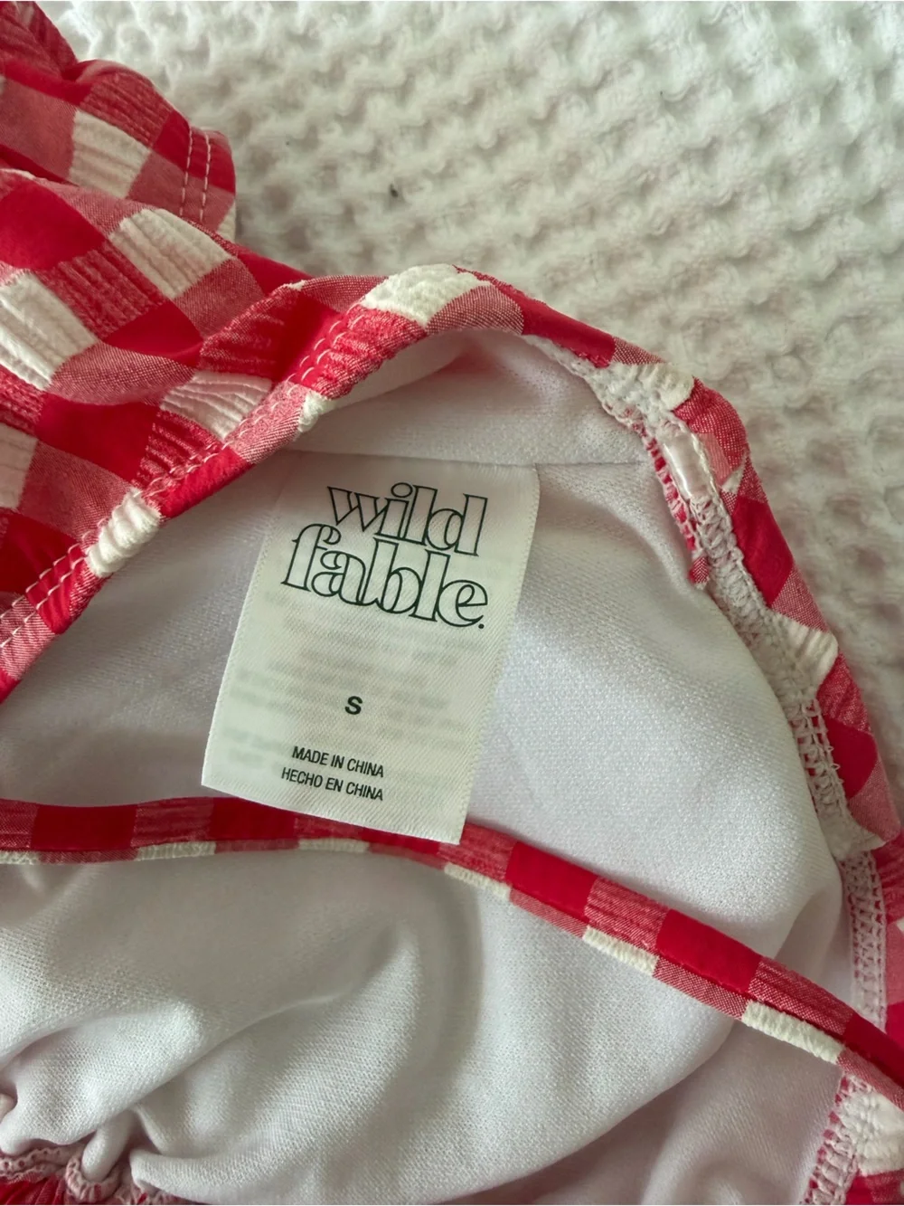 wild fable Red and White Gingham One-Piece Swimsuit